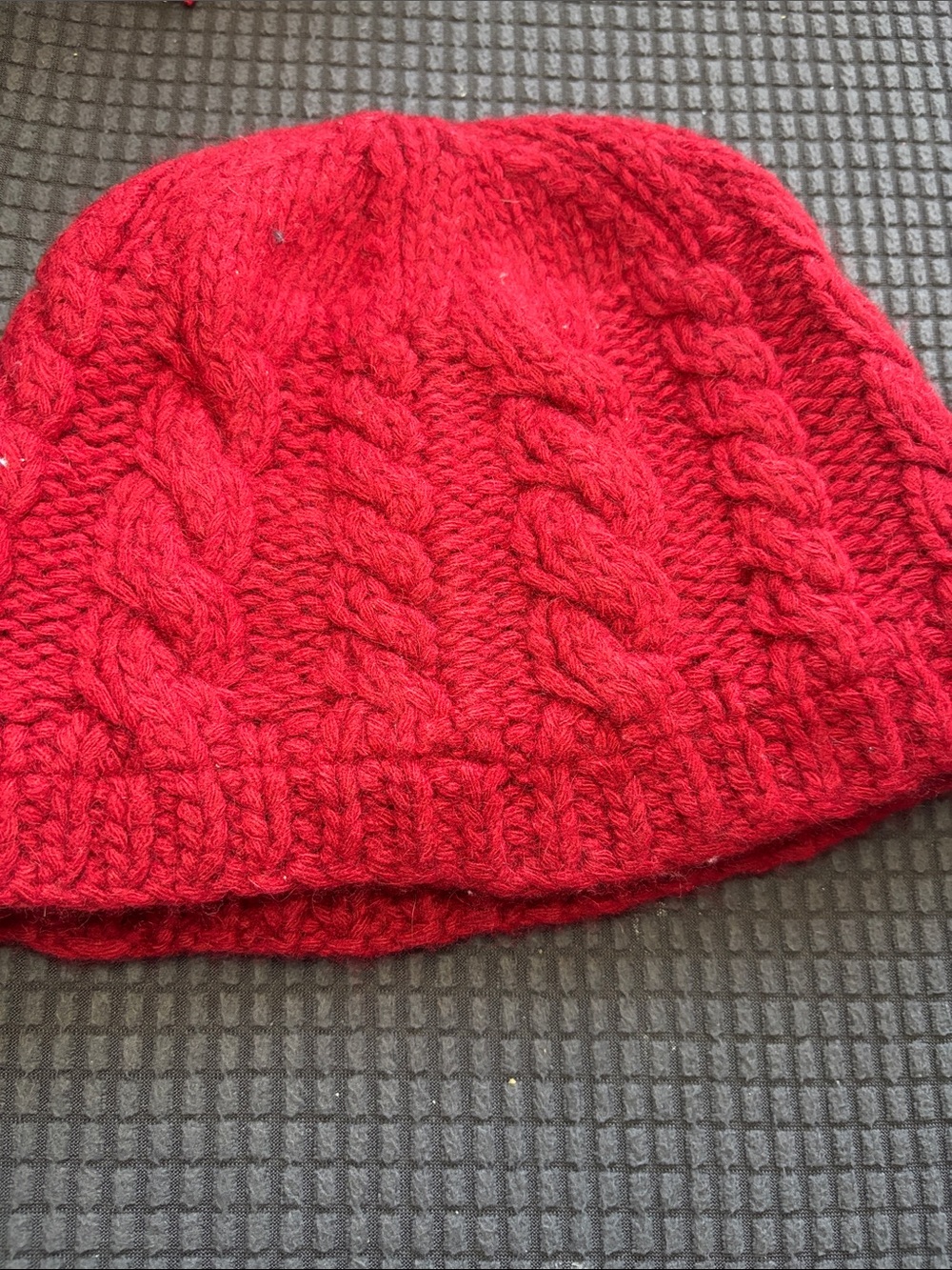 Red Cable Knit Kids Beanie